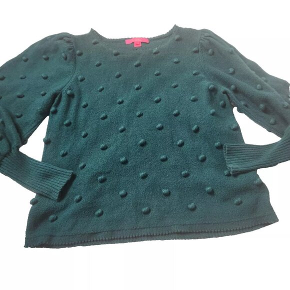 Lilly Pulitzer Women's Size Medium Green Kippa Sweater Pouf Sleeveless Balls - Picture 10 of 10